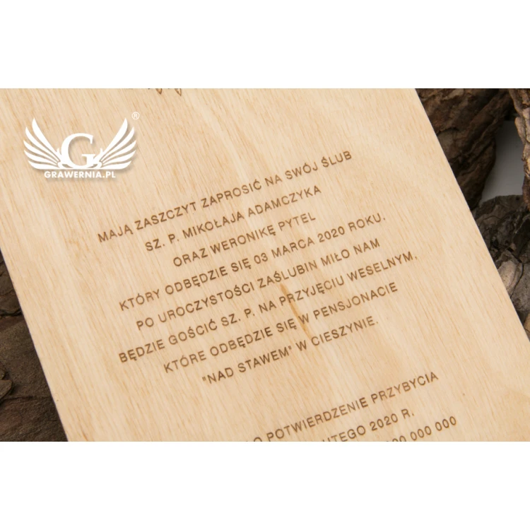 Laser Engraved Wooden Wedding Invitations - INV055