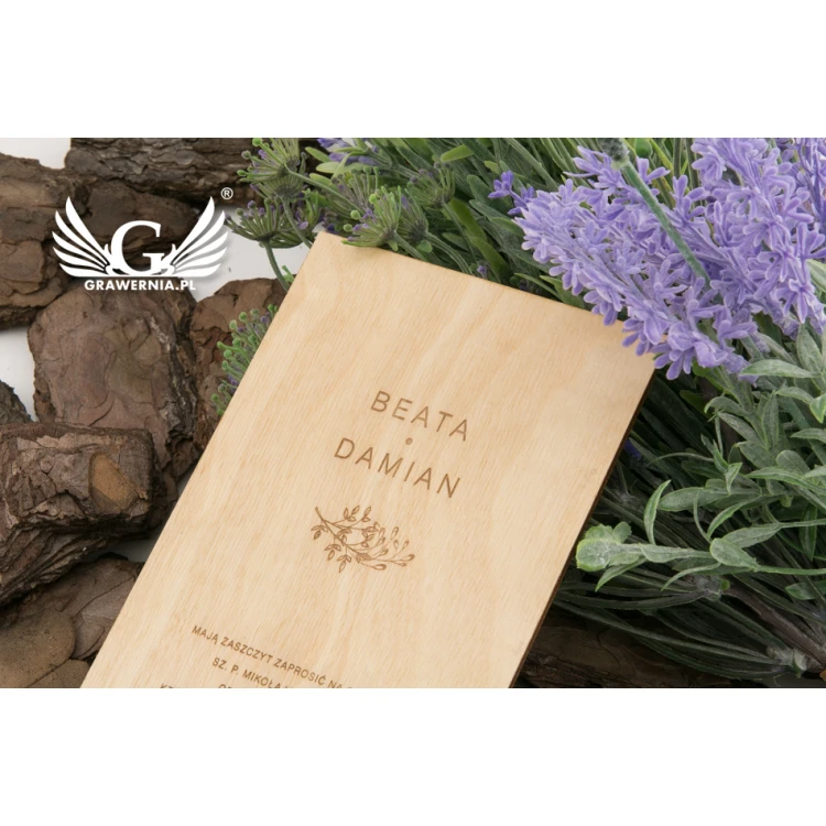 Laser Engraved Wooden Wedding Invitations - INV055