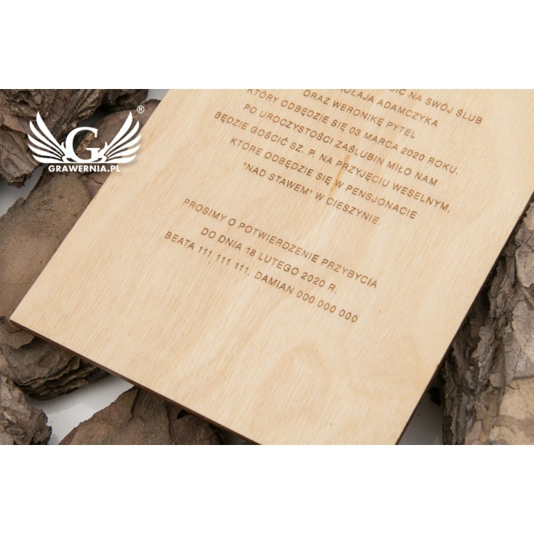 Laser Engraved Wooden Wedding Invitations - INV055