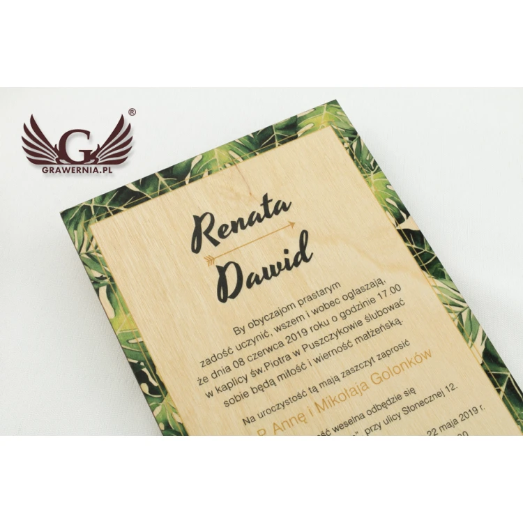 Wooden Wedding Invitations - Tropical - UV Digital Print - ZAP041