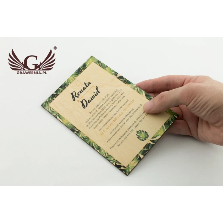 Wooden Wedding Invitations - Tropical - UV Digital Print - ZAP041