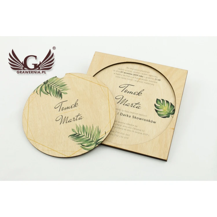Wooden Wedding Invitations - Tropical - UV Digital Print - ZAP042