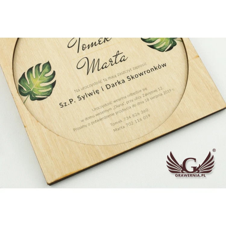 Wooden Wedding Invitations - Tropical - UV Digital Print - ZAP042