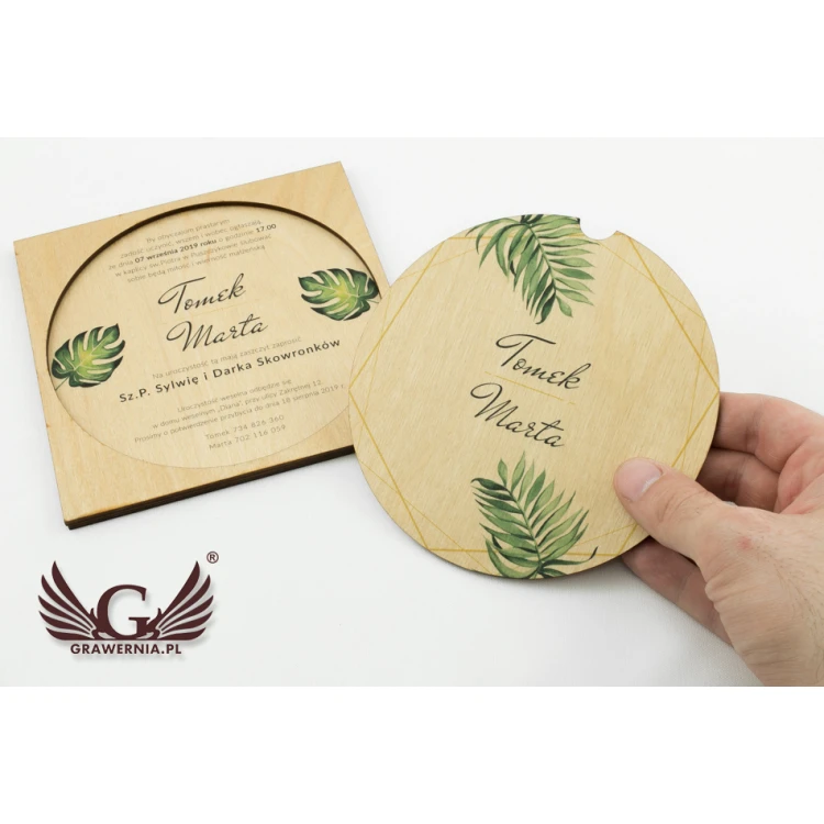 Wooden Wedding Invitations - Tropical - UV Digital Print - ZAP042