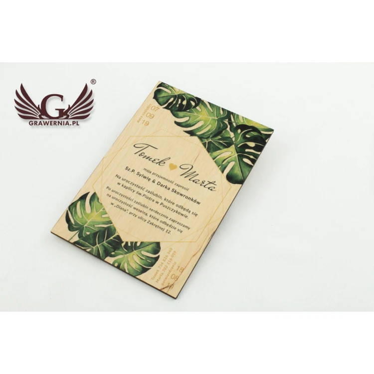 Wooden Wedding Invitations - Tropical - UV Digital Print - INV043