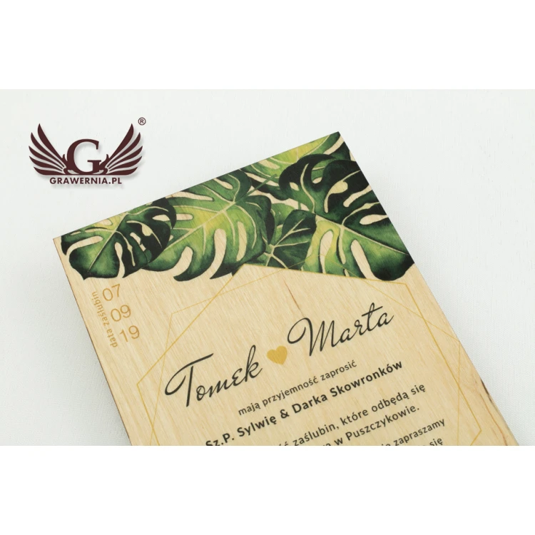 Wooden Wedding Invitations - Tropical - UV Digital Print - INV043