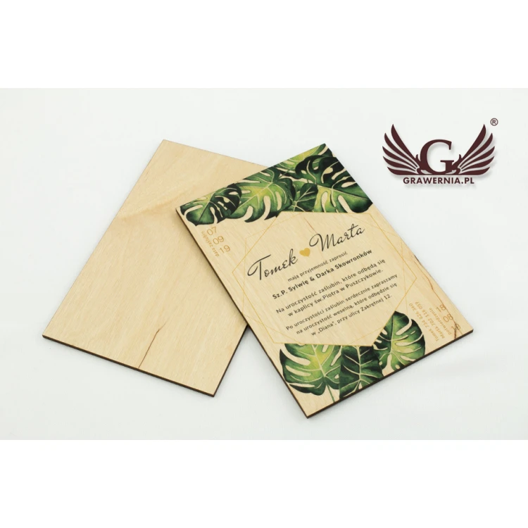 Wooden Wedding Invitations - Tropical - UV Digital Print - INV043