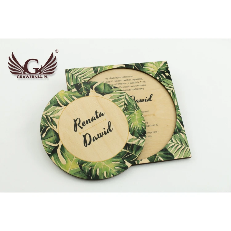 Wooden Wedding Invitations - Tropical - UV Digital Print - ZAP044