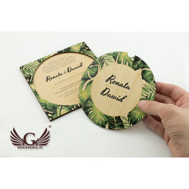 Wooden Wedding Invitations - Tropical - UV Digital Print - ZAP044