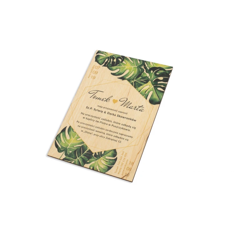 Wooden Wedding Invitations - Tropical - UV Digital Print - INV043