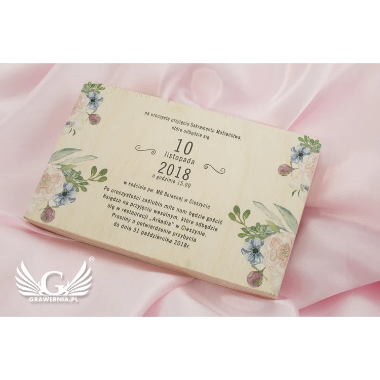 Wedding Invitations from Natural Wood - UV Digital Print - INV050