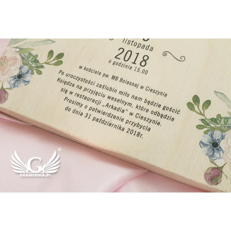 Wedding Invitations from Natural Wood - UV Digital Print - INV050