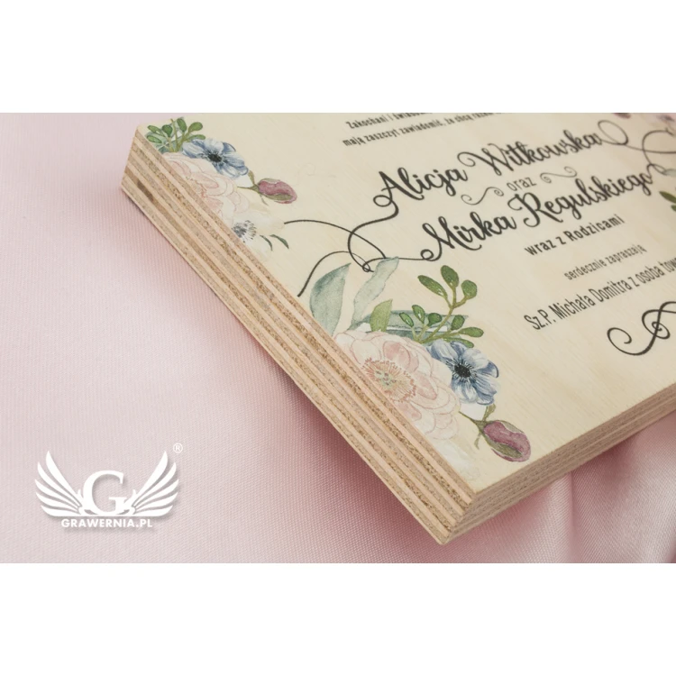 Wedding Invitations from Natural Wood - UV Digital Print - INV050
