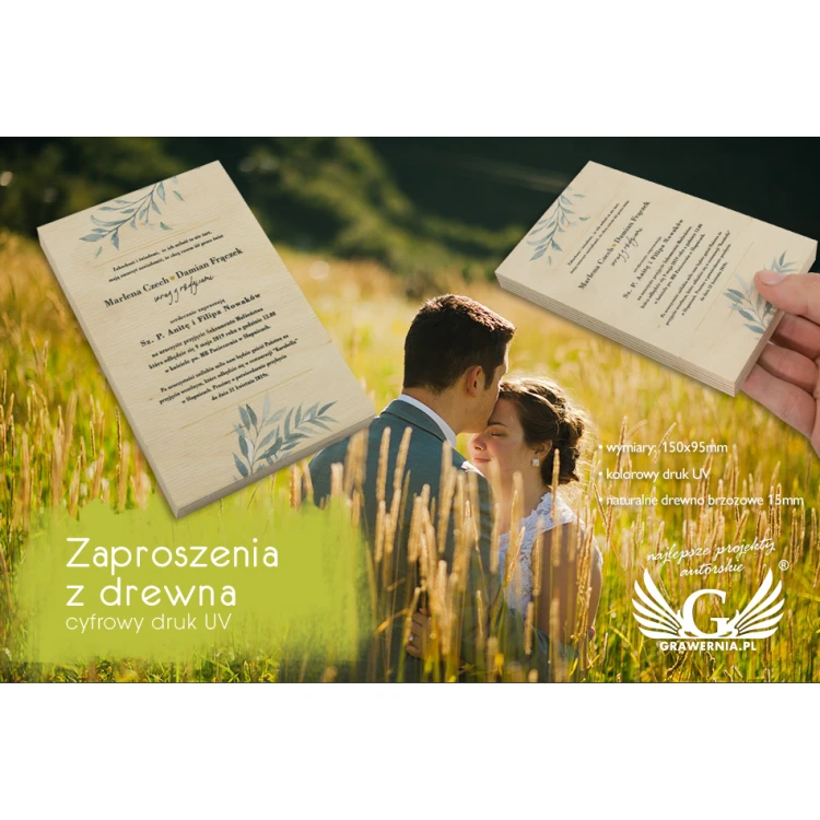 Wedding Invitations from Natural Wood - UV Digital Print - ZAP051