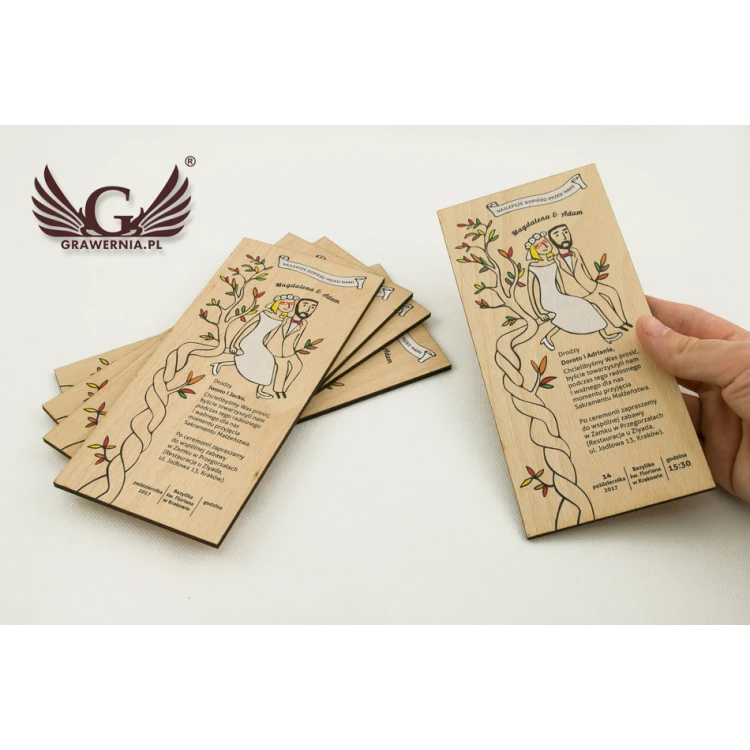Wooden Wedding Invitations - UV Digital Print - INV001