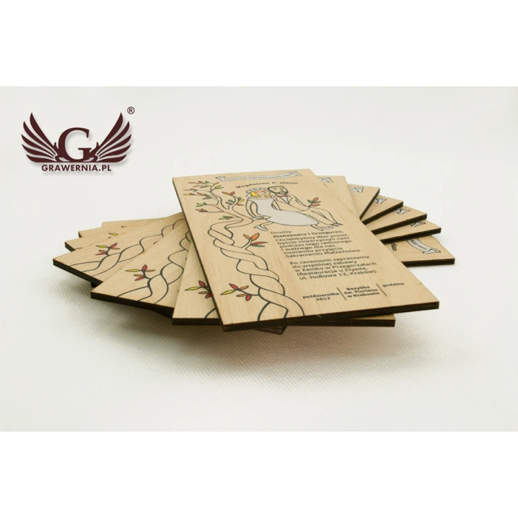 Wooden Wedding Invitations - UV Digital Print - INV001