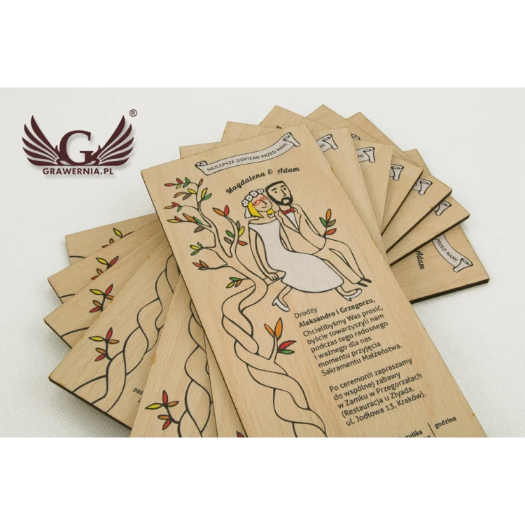 Wooden Wedding Invitations - UV Digital Print - INV001