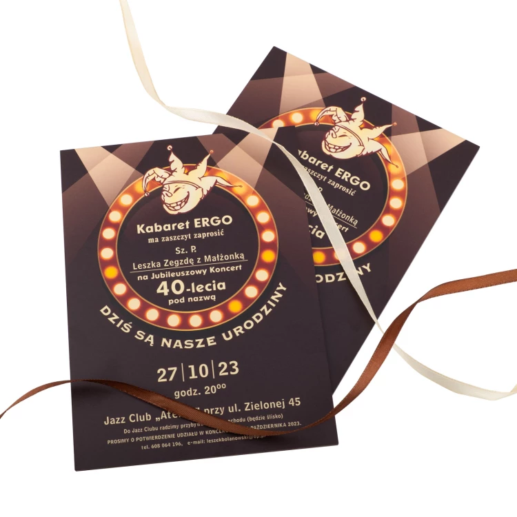 Invitation to the anniversary concert in the form of a wooden plaque - size 133x184mm - INV095