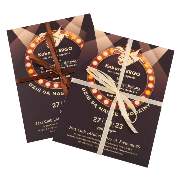 Invitation to the anniversary concert in the form of a wooden plaque - size 133x184mm - INV095