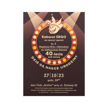 Invitation to the anniversary concert in the form of a wooden plaque - size 133x184mm - INV095