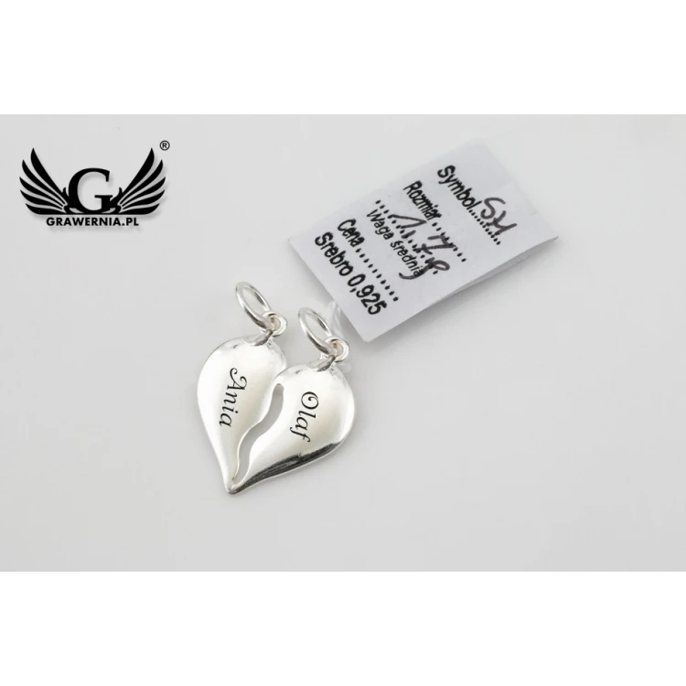 Broken Heart Pendant with Engraving - Silver - SRB034