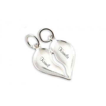 Broken Heart Pendant with Engraving - Silver - SRB034