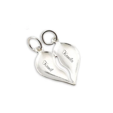 Broken Heart Pendant with Engraving - Silver - SRB034