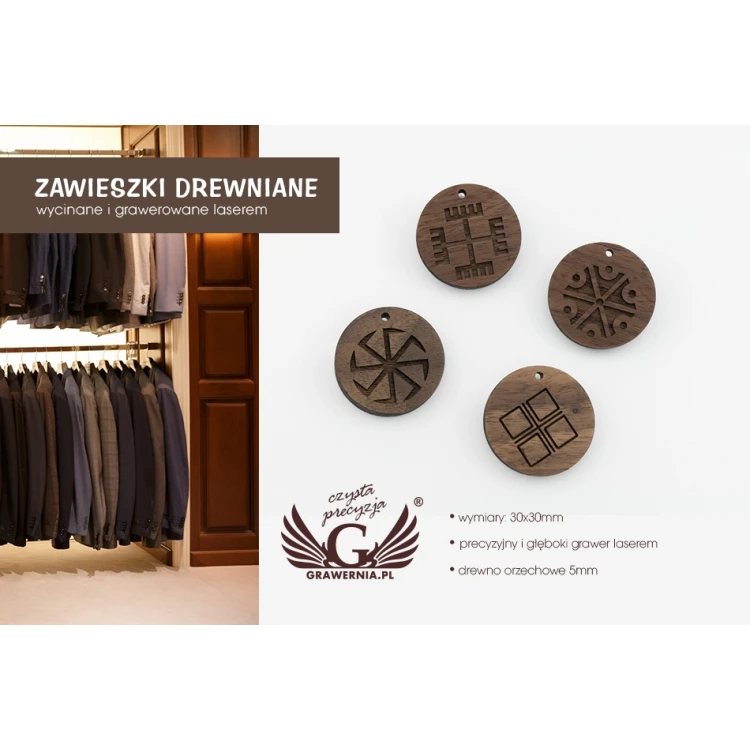 Engraved Wooden Hang Tags - Size 30x30mm - EDR023