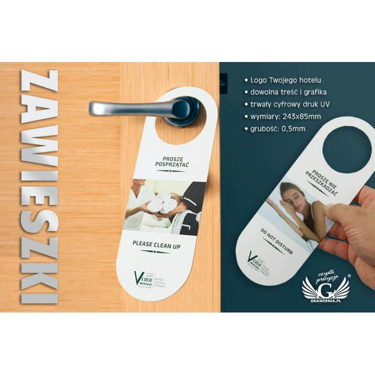Hotel Door Hangers - Plastic, Waterproof - Dimensions: 243x85mm - UV Print - ZAW003