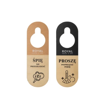 Wooden hotel door hangers - dimensions: 77x230mm - UV print - ZAW006