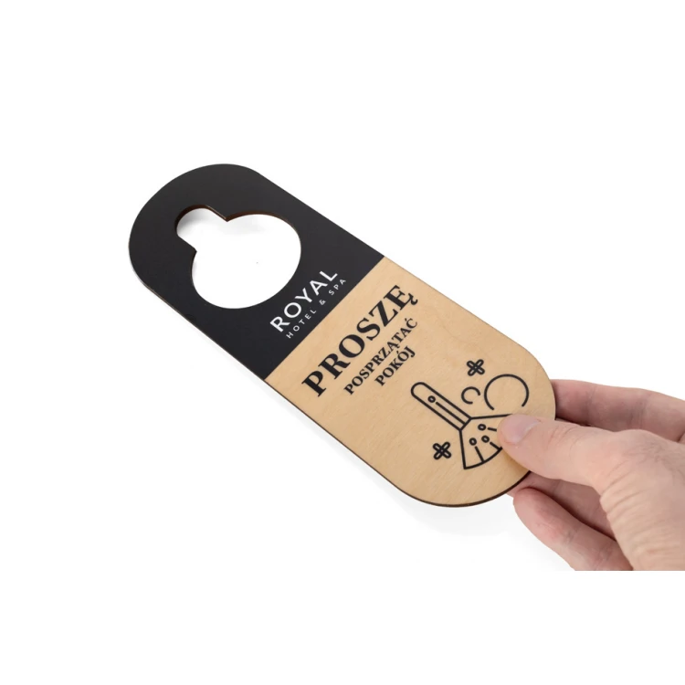 Wooden hotel door hangers - dimensions: 77x230mm - UV print - ZAW006