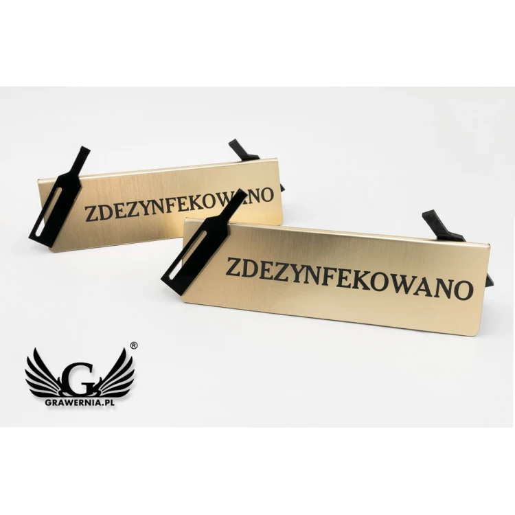 Disinfection Done - Table Stand - Size 200x60mm - Engraving Laminate with Black Plexi - ST011