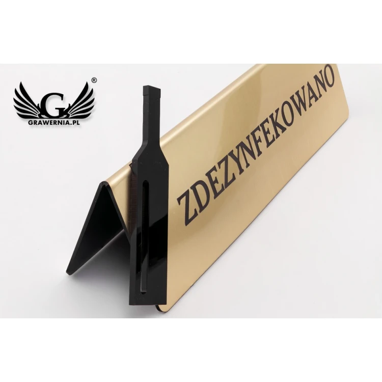 Disinfection Done - Table Stand - Size 200x60mm - Engraving Laminate with Black Plexi - ST011