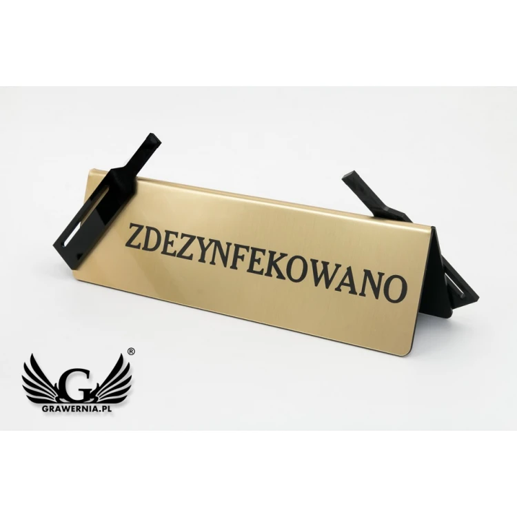 Disinfection Done - Table Stand - Size 200x60mm - Engraving Laminate with Black Plexi - ST011