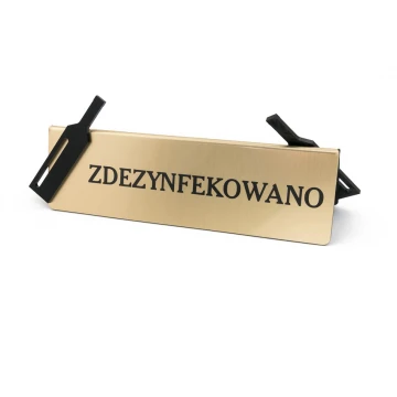 Disinfection Done - Table Stand - Size 200x60mm - Engraving Laminate with Black Plexi - ST011