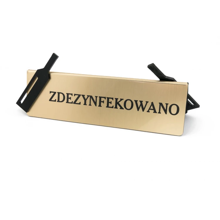 Disinfection Done - Table Stand - Size 200x60mm - Engraving Laminate with Black Plexi - ST011