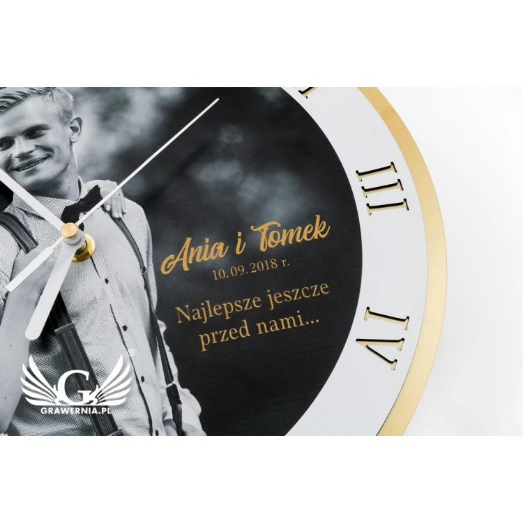 Exclusive Gold Acrylic Clock with Your Photo - Wedding Anniversary Gift - CLK004