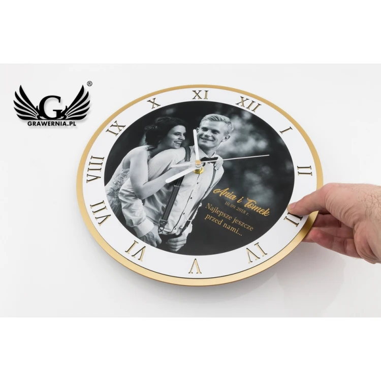 Exclusive Gold Acrylic Clock with Your Photo - Wedding Anniversary Gift - CLK004
