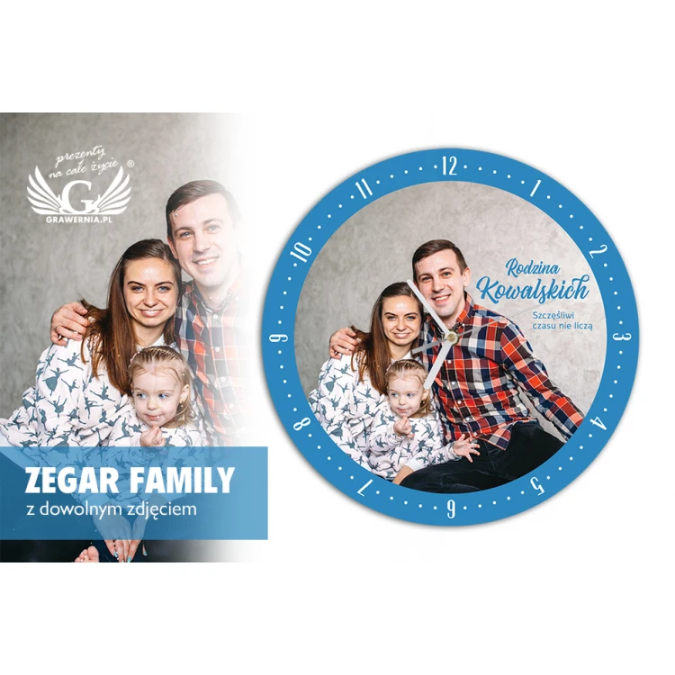 Wooden Family Clock with Your Photo - CLK005