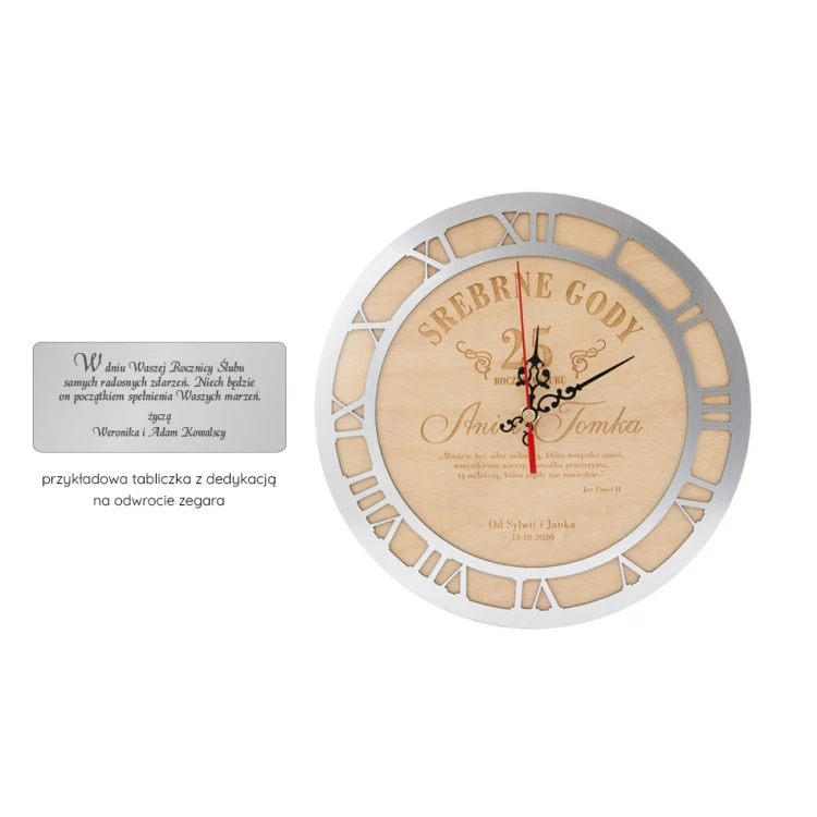 Wooden Clock - 25th Wedding Anniversary Gift - CLK007