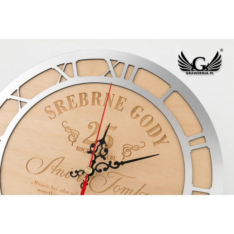 Wooden Clock - 25th Wedding Anniversary Gift - CLK007