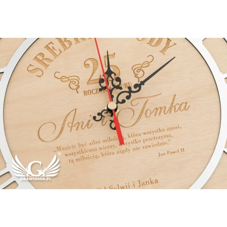 Wooden Clock - 25th Wedding Anniversary Gift - CLK007