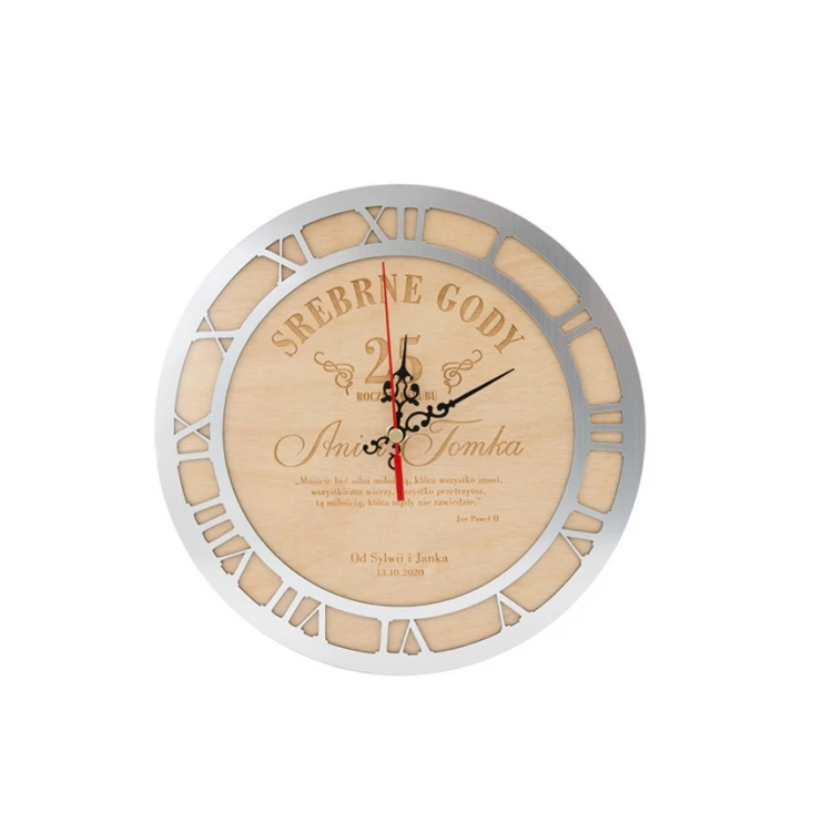 Wooden Clock - 25th Wedding Anniversary Gift - CLK007