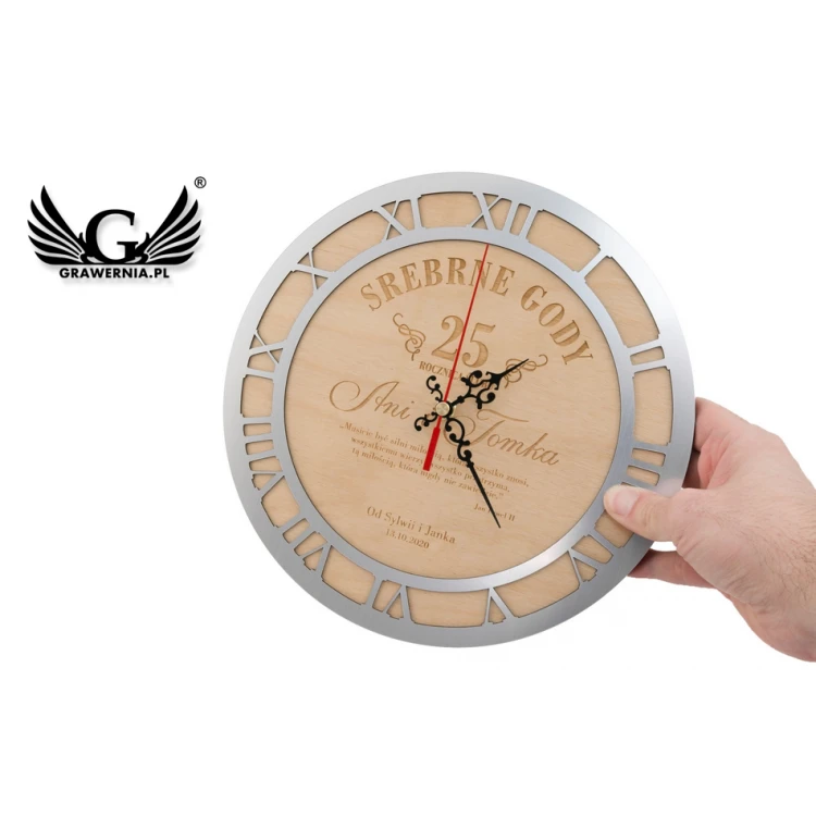Wooden Clock - 25th Wedding Anniversary Gift - CLK007