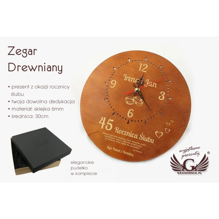 Wooden Clock - Wedding Anniversary Gift - CLK015