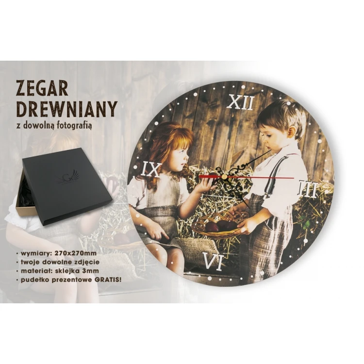 Wooden Clock with Your Photo - Gift for Any Occasion - CLK001