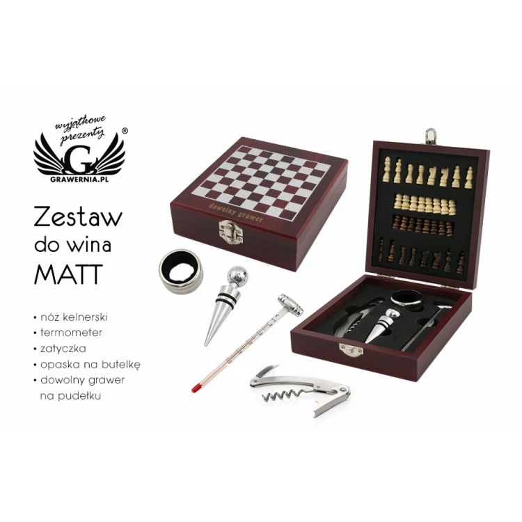 MATT Chess and Wine Set with Your Engraving - AL013