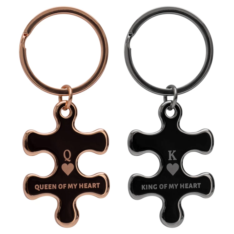 Set of two Puzzle key rings - Valentine's Day gift - size 34x85 mm - BRL039