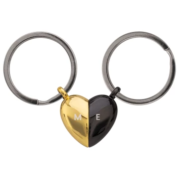 Pair of magnetic heart key rings for lovers with your engraving - Valentine's Day gift - BP218