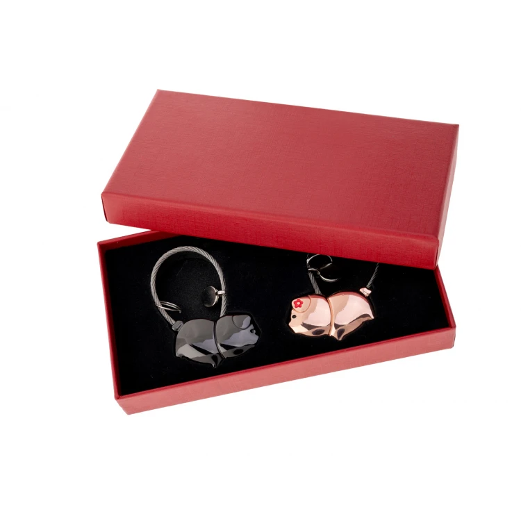 Set of Two Love Pigs Keychains with Your Engraving - BP171